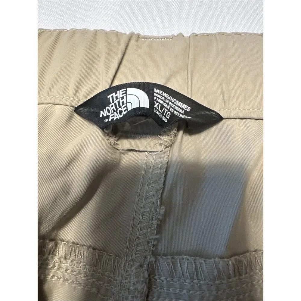 North Face Hiking Pant Mens XL Khaki Convertible Zip Shorts Elastic Waist Cargo‎